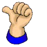 a pixel art drawing of a hand giving a thumbs up sign