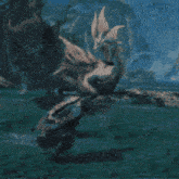 a very blurry picture of a very large object in the water