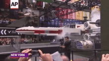 A Life-sized Legoized X-wing Starfighter Was Unveiled In Times Square. GIF - X Wing Lego Starfighter GIFs