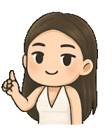 a cartoon drawing of a woman with long brown hair giving a thumbs up
