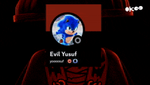a sonic the hedgehog avatar with evil yusuf written on it