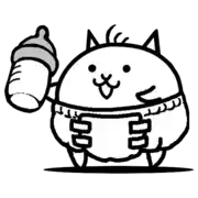 a cat in a diaper is holding a baby bottle .