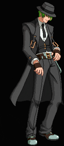 a pixel art drawing of a man in a suit