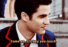 Glee Blaine Anderson GIF - Glee Blaine Anderson Come On Ill Buy You Lunch GIFs