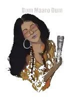a drawing of a woman smoking a cigarette with the words dum maaro dum behind her