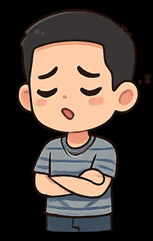 a cartoon of a boy with his eyes closed