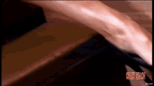 a close up of a person 's arm with the words crazy beach written on the bottom