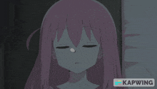 a picture of a girl with purple hair and the word kapwing in the corner