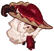 a cookie from a video game is wearing a hat and a red dress .