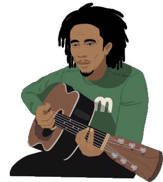 Playing Guitar Bob Marley Sticker