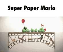 angry birds are on a bridge with the words super paper mario above them