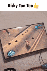 a ricky tan tea advertisement with a video game