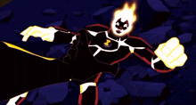 a cartoon character with a flame coming out of his head