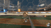 a rocket league game is being played with a soccer ball