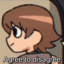 a picture of a cartoon character with the words agree to disagree below him