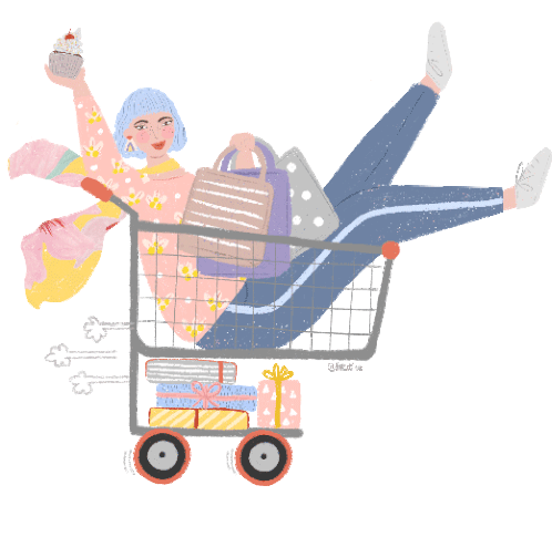 Trolley Shopping Sticker - Trolley Shopping Ditut Stickers