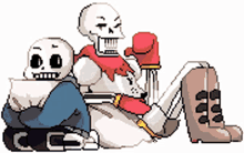 hugging pillow sitting together hanging out pixel art skeletons