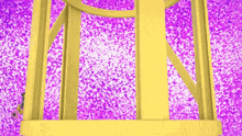 a yellow chair is against a purple background