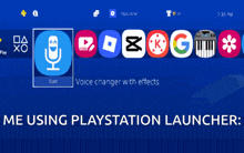 a screen shot of a playstation launcher with a microphone icon on it