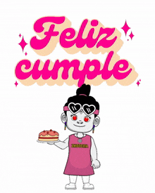 a cartoon drawing of a bowling ball with the words feliz cumple above it