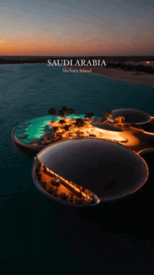 an aerial view of saudi arabia shebara island at dusk