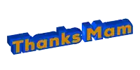 a blue sign that says thanks mam on it