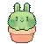 a pixel art illustration of a cactus with a bunny face .