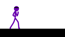 a purple stick figure with a black band around his head is dancing