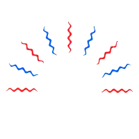 red and blue lines on a white background that looks like a sun