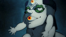 a cartoon character with chinese writing on his eyes and mouth