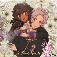 a picture of a boy and a girl with the words i love you on the bottom