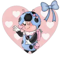 a ladybug with a backpack is standing in a heart
