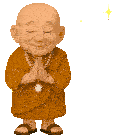 a cartoon drawing of a monk with a necklace and sandals