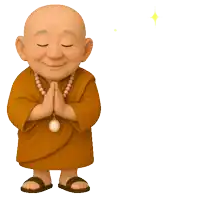 a cartoon drawing of a monk with a necklace and sandals