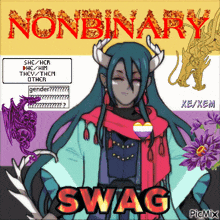 a nonbinary swag poster with a dragon on it