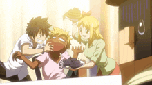 a group of anime characters including a girl with blonde hair