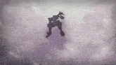 a silhouette of a robot flying through the air