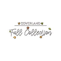 the coverland fall collection logo with leaves on a white background