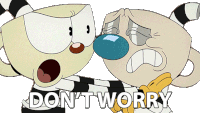 Dont Worry Cuphead Sticker - Dont Worry Cuphead Mugman Stickers