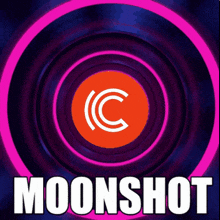 a pink and purple circle with the word moonshot on it