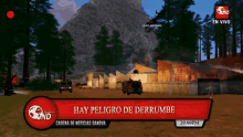 a video game screen says hay peligro de derrumbe at 20:00 pm