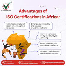 a poster explaining the advantages of iso certification in africa