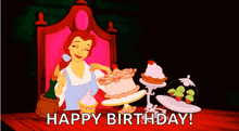 happy birthday cakes wine dancing food beauty and the beast