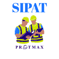 a logo for sipat protmax shows two construction workers reading a book