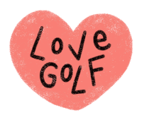 a red heart with the words love golf written on it