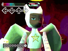 a video game character with a star on his chest and the words final stage on the bottom