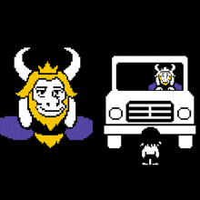 a pixel art of a king and a truck