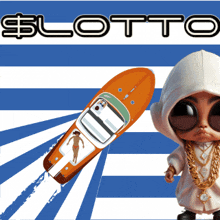 a blue and white striped background with the word lotto on the top