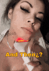 a woman laying on a bed with a device on her face and the words and then ?