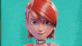 a close up of a cartoon character with red hair and the words ziggy .